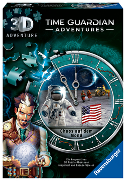 Ravensburger 3D Adventure 11539 TIME GUARDIAN ADVENTURES – Chaos auf dem Mond – Escape Room Spiel, für 1 bis 4 Spieler – Kooperatives 3D Puzzle Abenteuer – einmaliges Event-Spiel ab 12 Jahren