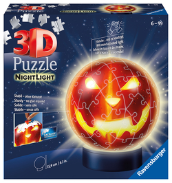 Ravensburger 3D Puzzle Kürbiskopf Nachtlicht 11253 – Puzzle-Ball – 72 Teile – für Halloween Fans ab 6 Jahren