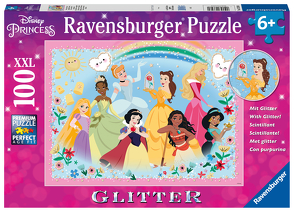 Ravensburger Kinderpuzzle 13326 – Stark, schön und unglaublich mutig – 100 Teile XXL Disney Prinzessinnen Glitterpuzzle für Kinder ab 6 Jahren