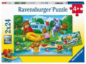 Ravensburger Kinderpuzzle – Familie Bär geht campen – 2×24 Teile Puzzle für Kinder ab 4 Jahren
