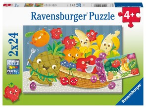 Ravensburger Kinderpuzzle – Freche Früchte – 2×24 Teile Puzzle für Kinder ab 4 Jahren