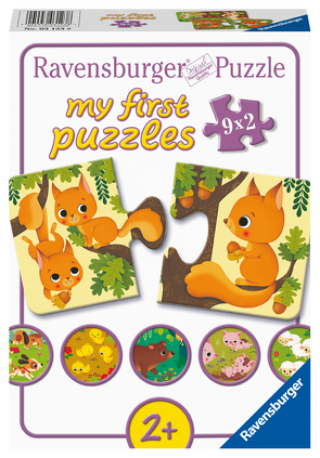 Ravensburger Kinderpuzzle – Tiere und ihre Kinder – 9×2 Teile my first Puzzle für Kinder ab 2 Jahren