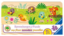 Ravensburger Kinderpuzzle – Tierkinder im Garten – 5 Teile Holzpuzzle für Kinder ab 1,5 Jahren