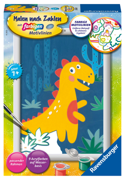 Ravensburger Malen nach Zahlen 20158 – Frecher Dinosaurier – Kinder ab 7 Jahren