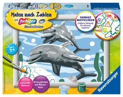 Ravensburger Malen nach Zahlen 28468 – Freundliche Delfine – Kinder ab 7 Jahren