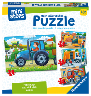 Ravensburger ministeps 4194 Mein allererstes Puzzle: Fahrzeuge – 4 erste Puzzles mit 2-5 Teilen, Spielzeug ab 18 Monate