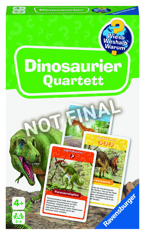 Ravensburger Mitbringspiel – 22359 – Wieso? Weshalb? Warum? Dinosaurier Quartett, mit detailreich gestalteten Karten zu spannenden Dinosaurier-Arten, informativem Zusatztext und einer weiteren Spielvariante