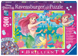 Ravensburger Puzzle 13327 – Arielles Unterwasserparadies – 500 Teile Disney Brilliant Puzzle mit Dekosteinen für Erwachsene und Kinder ab 12 Jahren