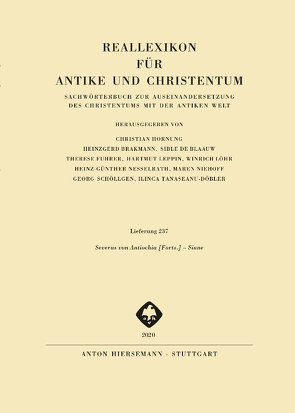 Reallexikon für Antike und Christentum von Brakmann,  Heinzgerd, de Blaauw,  Sible, Fuhrer,  Therese, Hornung,  Christian, Leppin,  Hartmut, Löhr,  Winrich, Nesselrath,  Heinz-Günther, Niehoff,  Maren, Tanaseanu-Doebler,  Ilinca