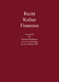 Recht – Kultur – Finanzen von Grupp,  Klaus, Hufeld,  Ulrich