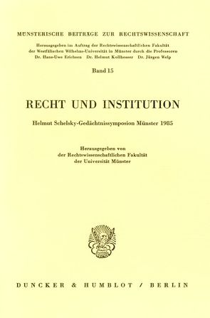 Recht und Institution.
