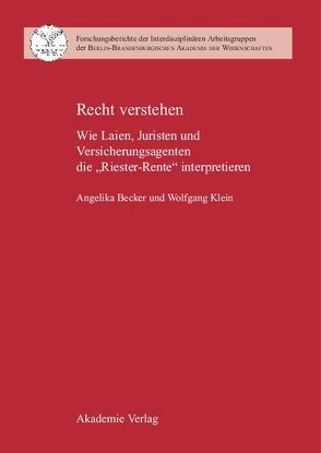 Recht verstehen von Becker,  Angelika, Klein,  Wolfgang