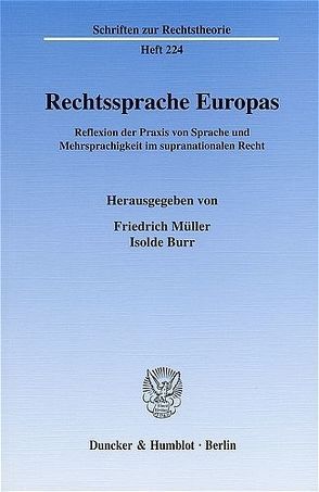 Rechtssprache Europas. von Burr,  Isolde, Müller,  Friedrich