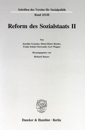 Reform des Sozialstaats II. von Hauser,  Richard