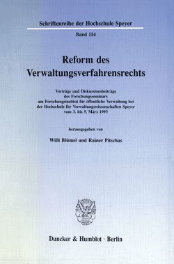 Reform des Verwaltungsverfahrensrechts. von Blümel,  Willi, Pitschas,  Rainer