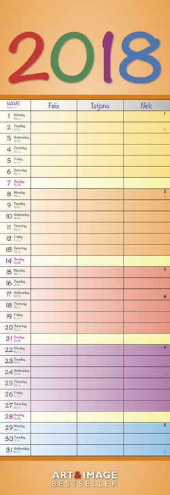 Regenbogen 2018 A&I Streifenkalender