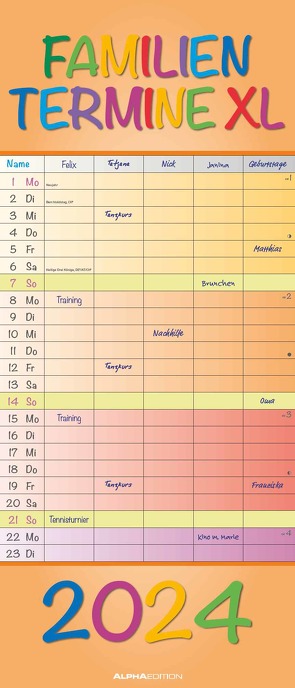 Regenbogen XL 2024 Familienplaner XL – Familienkalender – Terminplaner – 30×70