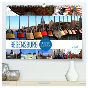 REGENSBURG – urbanes Leben (hochwertiger Premium Wandkalender 2024 DIN A2 quer), Kunstdruck in Hochglanz von Bleicher,  Renate