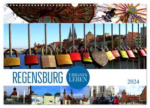 REGENSBURG – urbanes Leben (Wandkalender 2024 DIN A3 quer), CALVENDO Monatskalender von Bleicher,  Renate