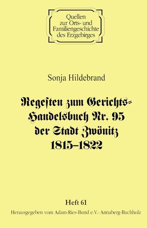 Regesten zum Gerichts-Handelsbuch Nr. 95 der Stadt Zwönitz 1815–1822 von Gebhardt,  Rainer, Hildebrand,  Sonja, Schneider,  Uwe