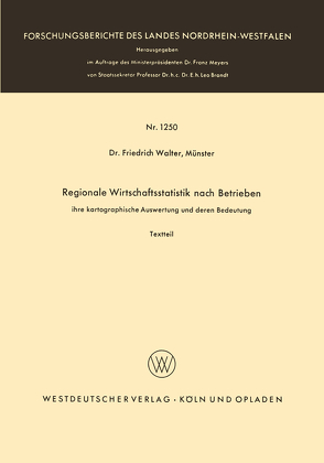 Regionale Wirtschaftsstatistik nach Betrieben von Walter,  Friedrich