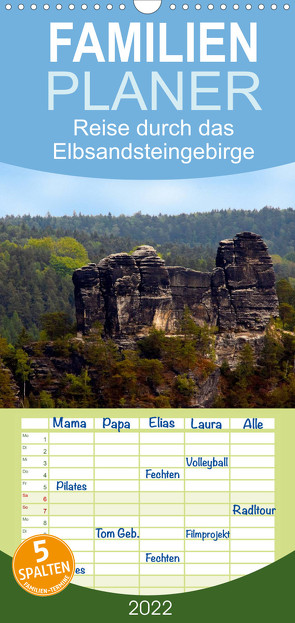 Reise durch das Elbsandsteingebirge – Familienplaner hoch (Wandkalender 2022 , 21 cm x 45 cm, hoch) von Rix,  Veronika