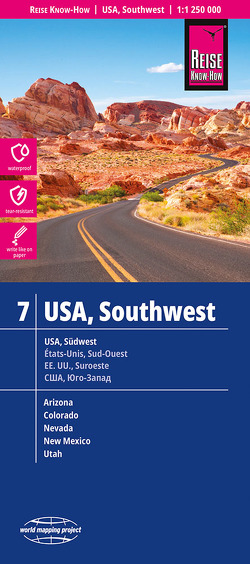 Reise Know-How Landkarte USA Südwest / USA, Southwest (1:1.250.000) : Arizona, Colorado, Nevada, Utah, New Mexico von Peter Rump,  Reise Know-How Verlag