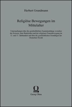 Religiöse Bewegungen im Mittelalter von Grundmann,  Herbert