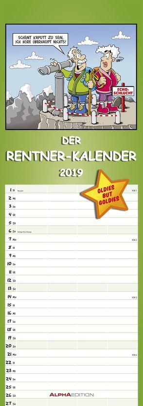 Rentnerkalender 2019 – Streifenkalender von ALPHA EDITION, Pietrzak,  Dirk