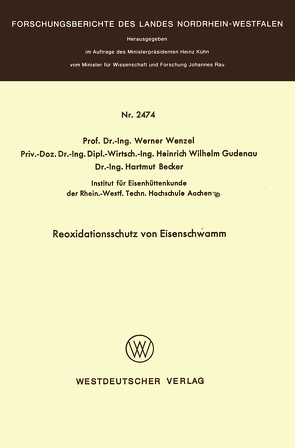 Reoxidationsschutz von Eisenschwamm von Wenzel,  Werner