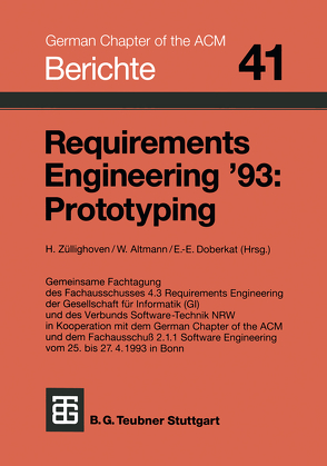 Requirements Engineering ’93: Prototyping von Altmann, Doberkat, Züllighoven