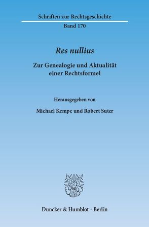 Res nullius. von Kempe,  Michael, Suter,  Robert