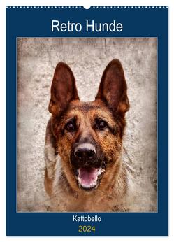 Retro Hunde (Wandkalender 2024 DIN A2 hoch), CALVENDO Monatskalender von Kattobello,  Kattobello