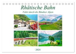 Rhätische Bahn – Fahrt durch die Bündner Alpen (Tischkalender 2024 DIN A5 quer), CALVENDO Monatskalender von Schwarze,  Nina