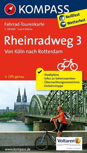 Fahrrad-Tourenkarte Rheinradweg 3, Von Köln nach Rotterdam von KOMPASS-Karten GmbH