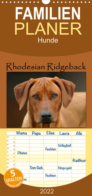 Familienplaner Rhodesian Ridgeback Terminkalender (Wandkalender 2022 , 21 cm x 45 cm, hoch) von van Wyk - www.germanpix.net,  Anke