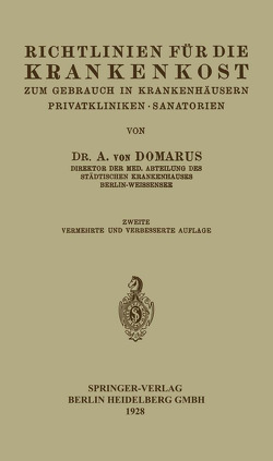 Richtlinien für die Krankenkost von von Domarus,  Alexander