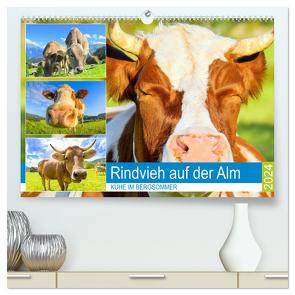 Rindvieh auf der Alm. Kühe im Bergsommer (hochwertiger Premium Wandkalender 2024 DIN A2 quer), Kunstdruck in Hochglanz von Hurley,  Rose