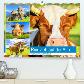 Rindvieh auf der Alm. Kühe im Bergsommer (Premium, hochwertiger DIN A2 Wandkalender 2023, Kunstdruck in Hochglanz) von Hurley,  Rose