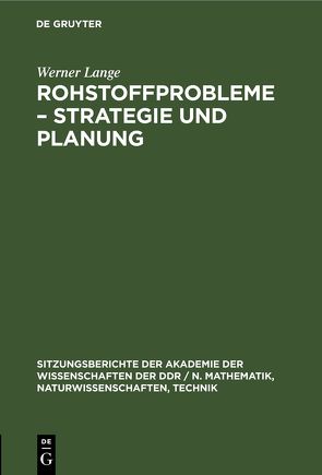 Rohstoffprobleme – Strategie und Planung von Lange,  Werner