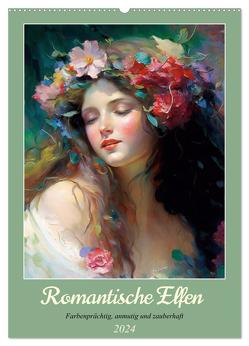 Romantische Elfen. Farbenprächtig, anmutig und zauberhaft (Wandkalender 2024 DIN A2 hoch), CALVENDO Monatskalender von Hurley,  Rose