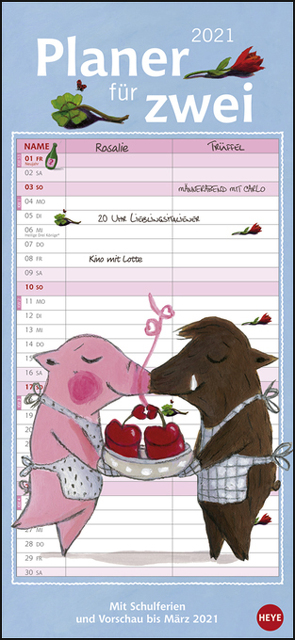 Rosalie & Trüffel Planer für zwei Kalender 2021 von Bücker,  Jutta, Heye, Reider,  Katja