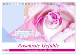 Rosenrote Gefühle, Rosen schmücken Worte der Liebe (Tischkalender 2024 DIN A5 quer), CALVENDO Monatskalender von Marten,  Martina