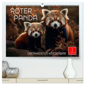Roter Panda – gefährdeter Katzenbär (hochwertiger Premium Wandkalender 2024 DIN A2 quer), Kunstdruck in Hochglanz von Roder,  Peter