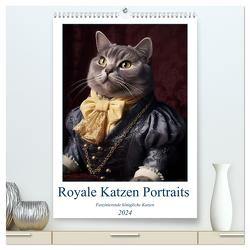 Royale Katzen Portraits (hochwertiger Premium Wandkalender 2024 DIN A2 hoch), Kunstdruck in Hochglanz von Switzerland,  Bonheur18