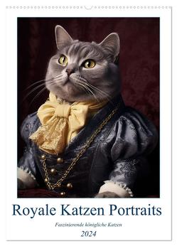 Royale Katzen Portraits (Wandkalender 2024 DIN A2 hoch), CALVENDO Monatskalender von Switzerland,  Bonheur18