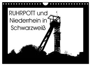 Ruhrpott und Niederrhein in Schwarzweiß (Wandkalender 2024 DIN A4 quer), CALVENDO Monatskalender von Daus,  Christine