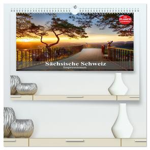 Sächsische Schweiz – Impressionen (hochwertiger Premium Wandkalender 2024 DIN A2 quer), Kunstdruck in Hochglanz von Meutzner,  Dirk