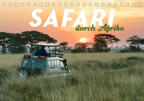 Safari durch Afrika (Tischkalender 2024 DIN A5 quer), CALVENDO Monatskalender von Monkey,  Happy