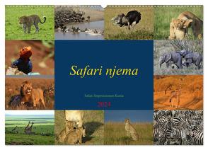 Safari njema – Safari Impressionen Kenia (Wandkalender 2024 DIN A2 quer), CALVENDO Monatskalender von Michel,  Susan